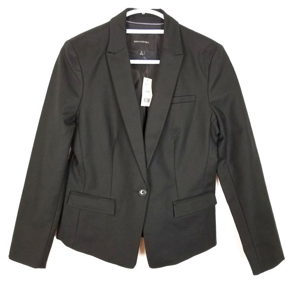 Banana Republic Women One Button Blazer Jacket Size 10 Cotton Blend Lined Office